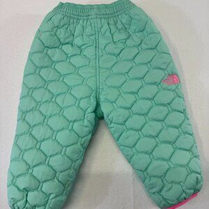 The Northface baby toddler 6-12 M teal pink snow pants reversable